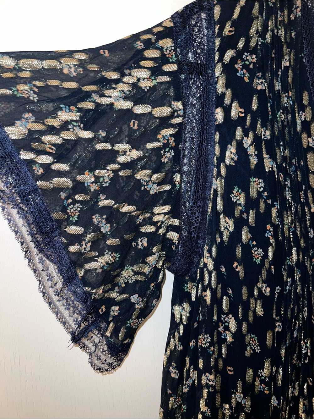 Anthropologie Navy Tiered V-Neck Dress - Picture 9 of 11